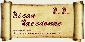 Mićan Macedonac vizit kartica